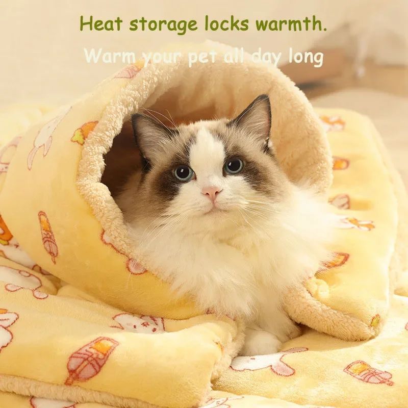 Couverture Cocoon Automne-Hiver pour Chien & Chat — Douceur Flanelle & Laine d’Agneau